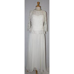 Eva USA #3113 Lace & Chiffon Formal or Wedding Gown-Size L-IVORY-NWT